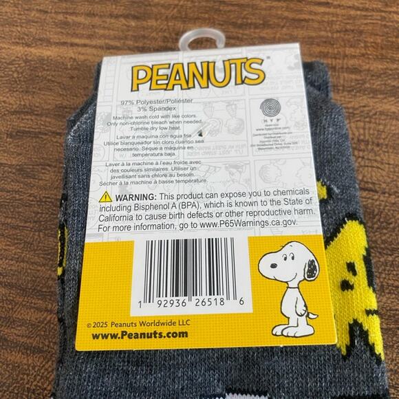 Peanuts Snoopy and Woodstock Gray and Yellow Crew Socks - Picture 3 of 5